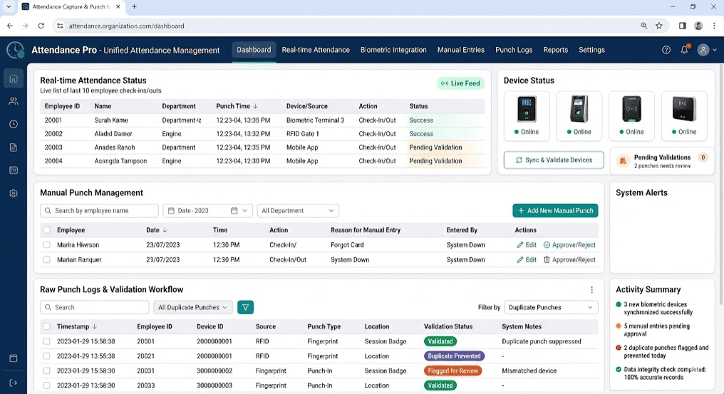 Attendance Capture & Punch Management